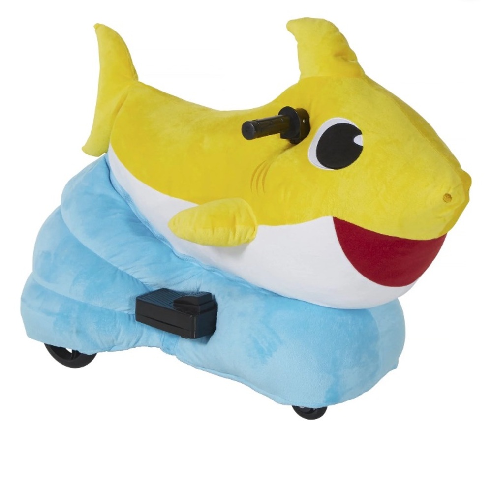 Vibrant Yellow and Blue Ride-On Shark Plush